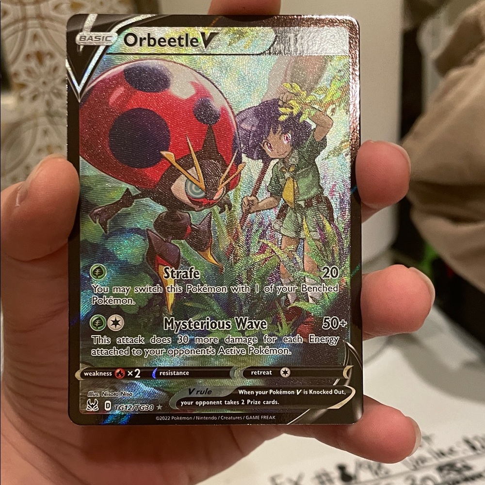 Pokemon Orbeetle V Card - Red, Black, Green